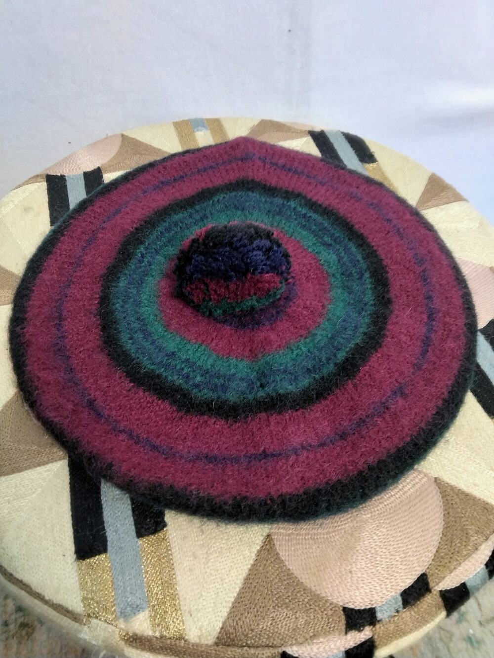 VTG Robert Mackie of Scotland Lindsay Tam O Shanter Beret Pure Wool Jewel Tones